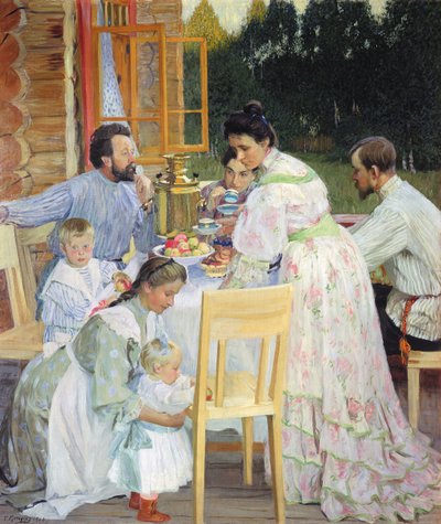 On the Terrace by Boris Mikhailovich Kustodiev